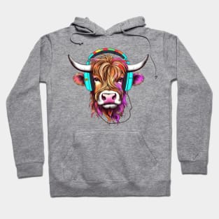 Retro Cow with Headphones #2 Hoodie